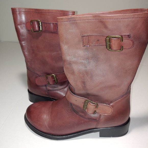 Hardy Leather Mid ,Calf Pull On Boots Size 7.5 Wine Cordovan - Picture 4 of 9